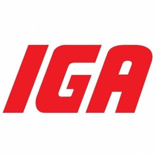 IGA logo in red with white letter cutouts on white background